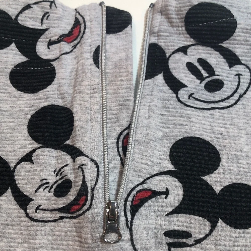 Disney Mickey Mouse Kids Dress Gray Black Red Sleeves Flounce Skirt Girls size 4